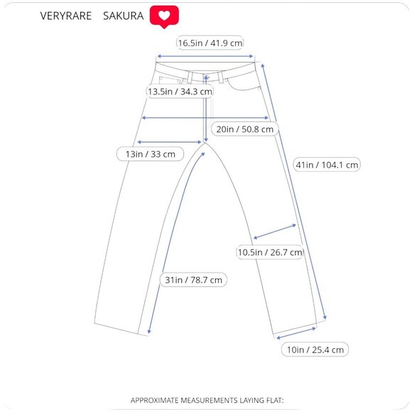 VeryRare Sakura Demi Jeans Size M Blue Pants Denim Embroidered Cherry Blossom - Picture 16 of 16